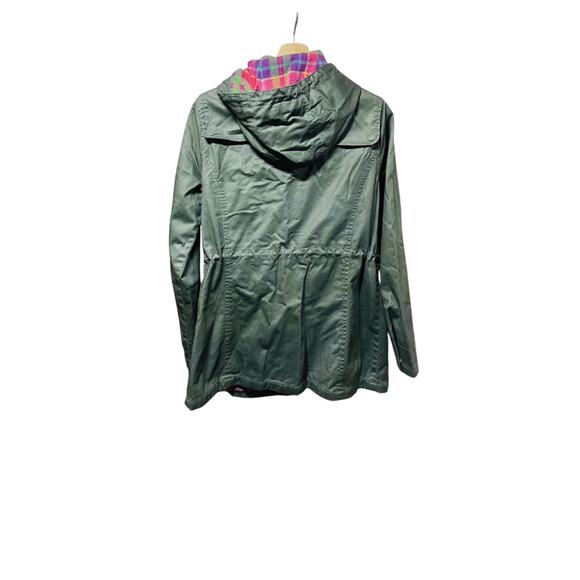 Jack Wills Green Canvas Gorpcore Jacket Flannel Lined Womens Small 4 Military - Picture 2 of 7